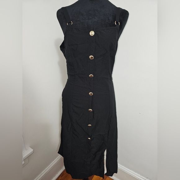 Elegant Black Button-Down Dress with pockets 14/16 - Picture 4 of 6